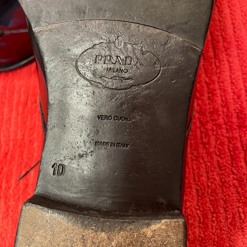 Prada Mens Patent Leather Upper and Out Soles Lace Up Black Made In Italy - Picture 4 of 16